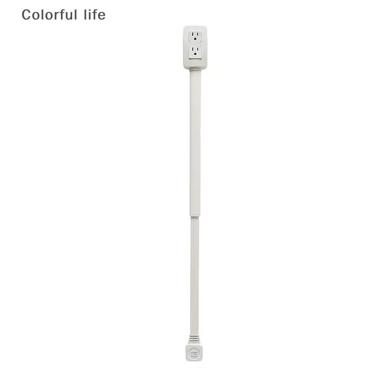 Power Socket Expander 2 Sockets 180° Rotation Stretchable Length Punch-free Power Strip Electrical Socket Extension Cord