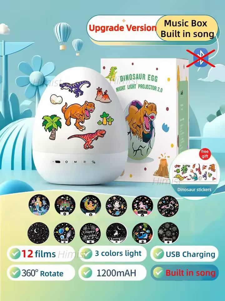 Dinosaur Egg Night Light Projector for Kids