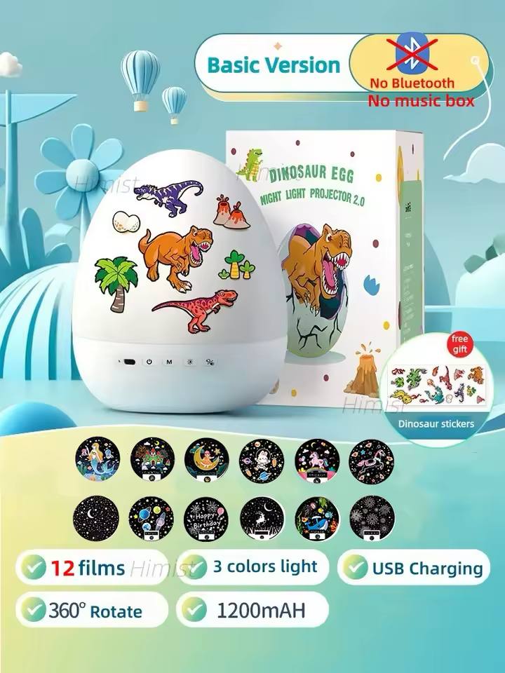Dinosaur Egg Night Light Projector for Kids